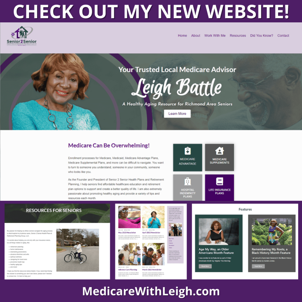 Graphic showcasing screenshots of new website for Senior 2 Senior Health Plans