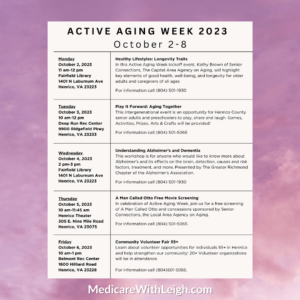 Active Aging Week Schedule from Henrico County